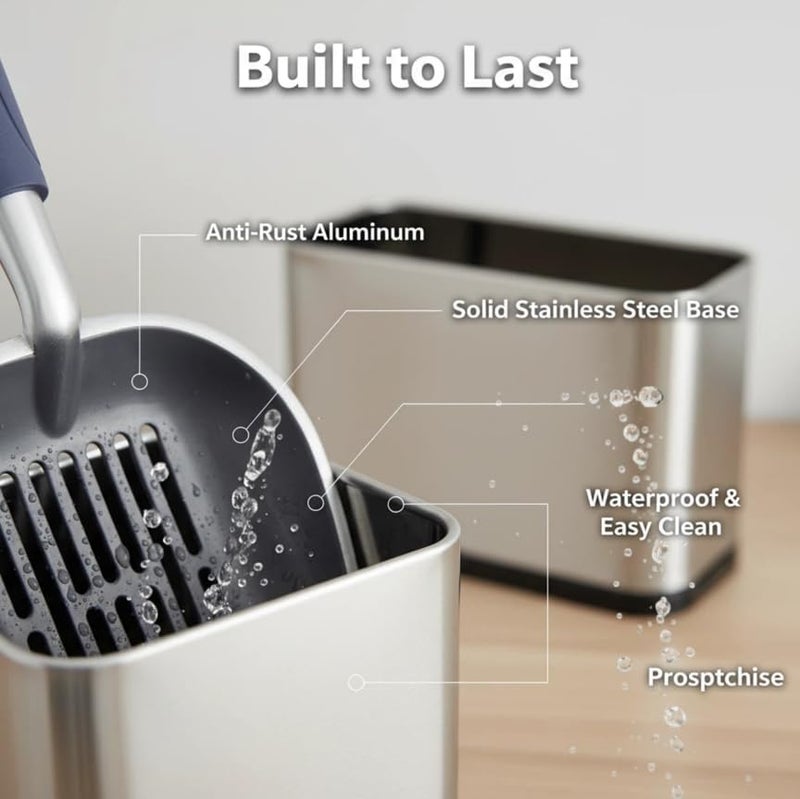 Vitisyao Full Metal Cat Litter Scoop with Holder, Stainless Steel Cat Litter Scooper Holder, Aluminum Kitty Scoop Captures All Clumps, Heavy Duty Kitty Metal Scooper with Non-Slip Handle - Image 4